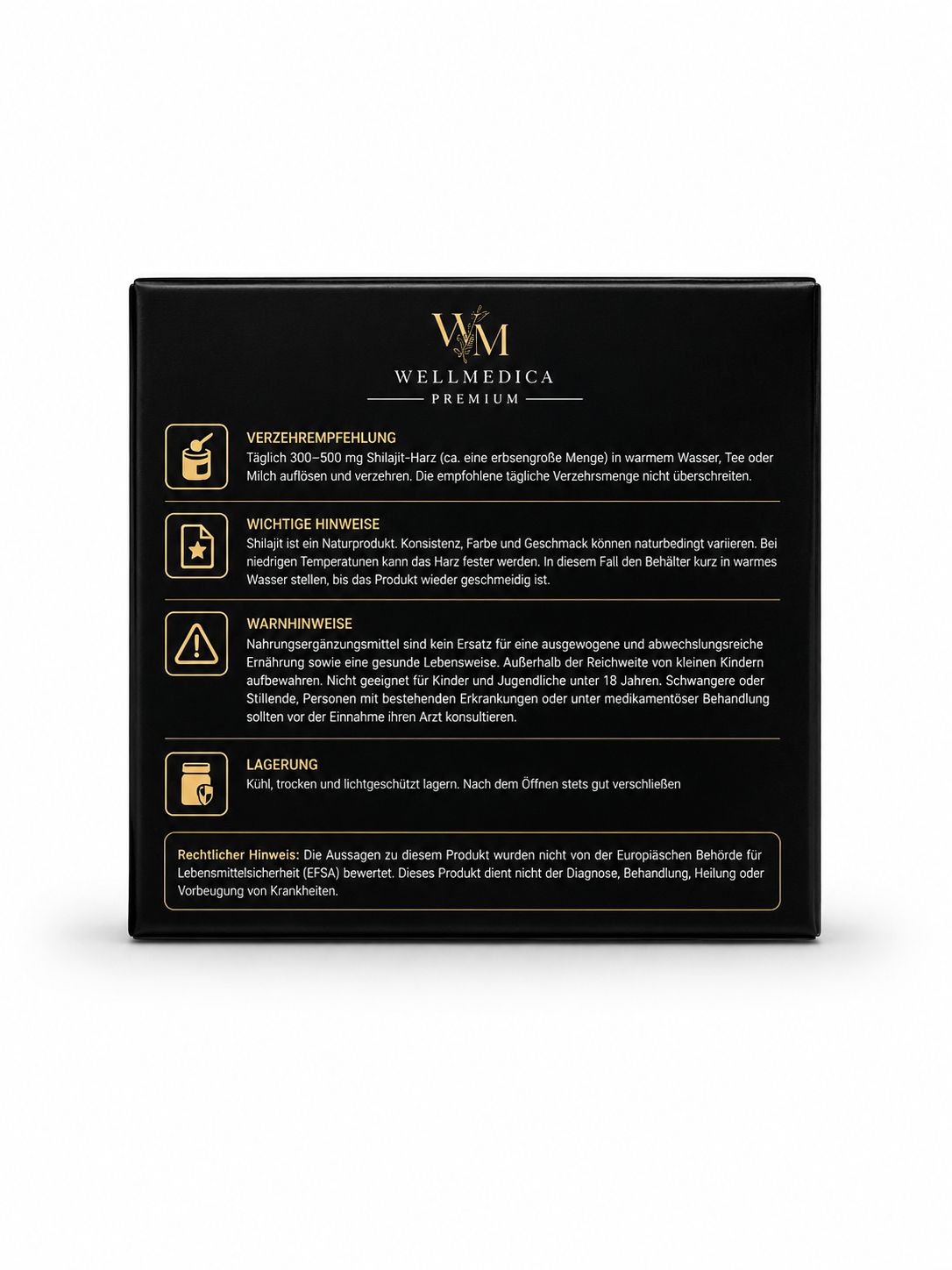 Shilajit – Rückseite mit Hinweisen